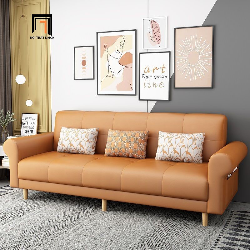 sofa giường bọc da