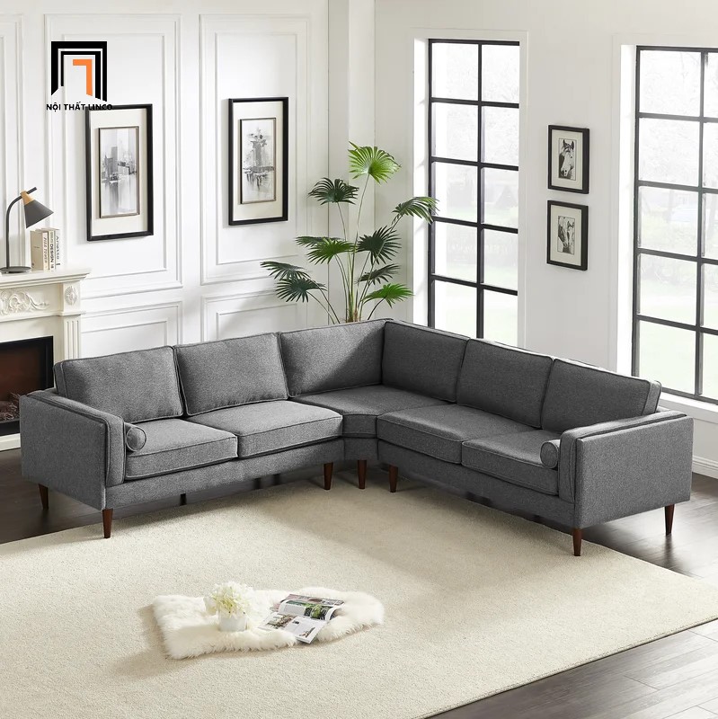 sofa góc xám đen