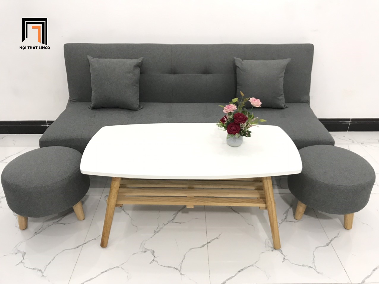 bộ ghế sofa xám đen