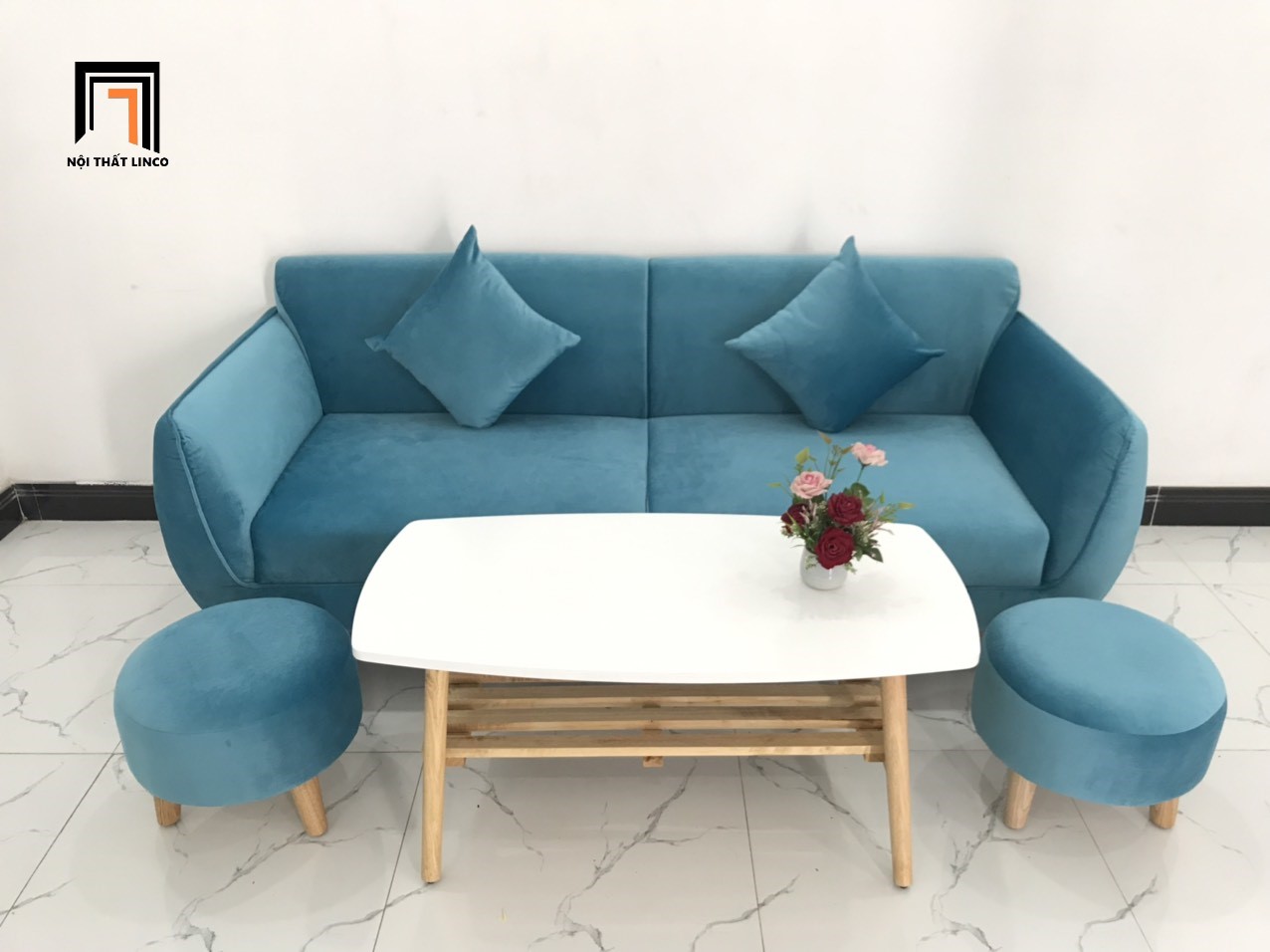 sofa băng xanh dương