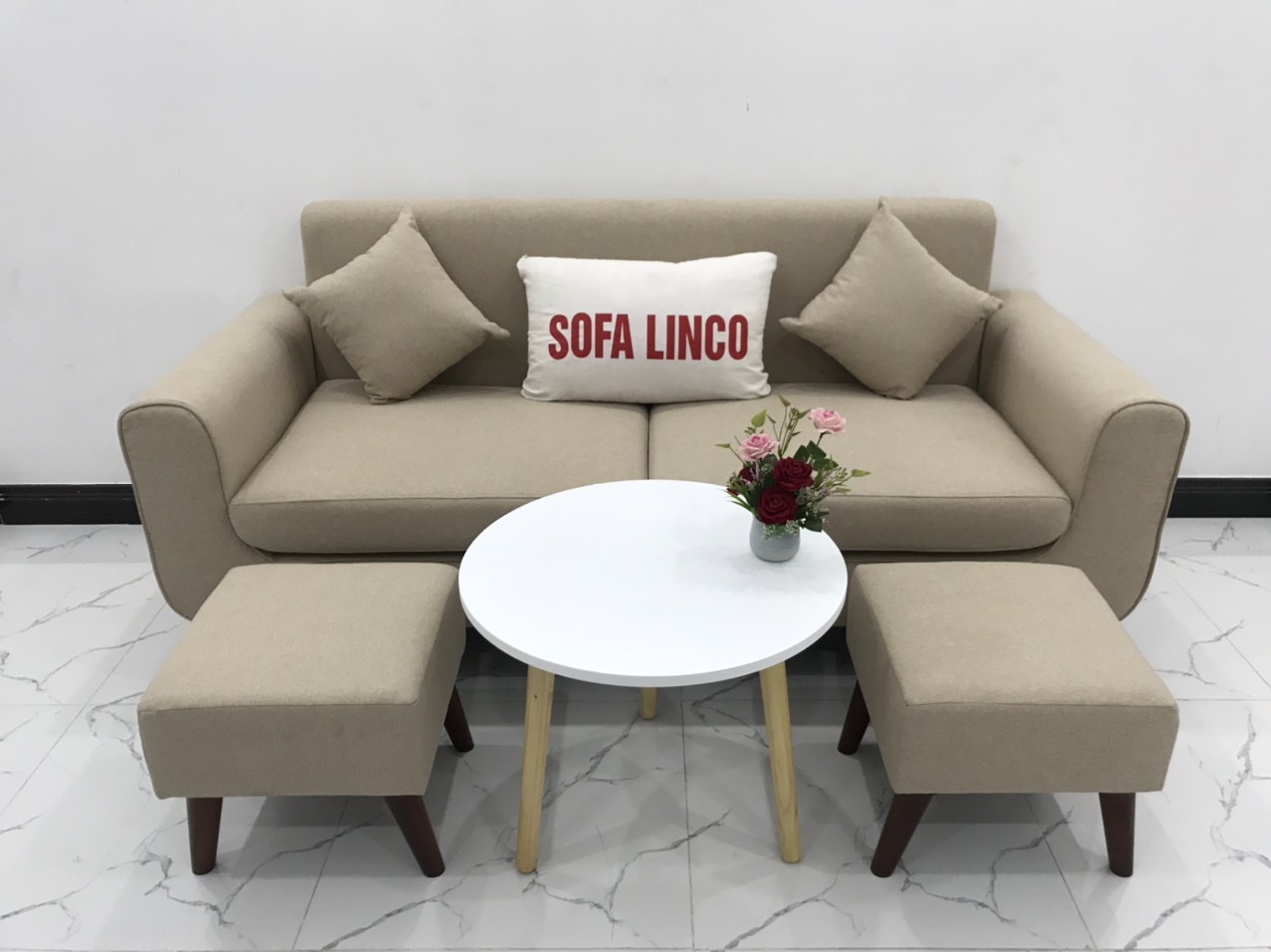 set ghế sofa trắng kem