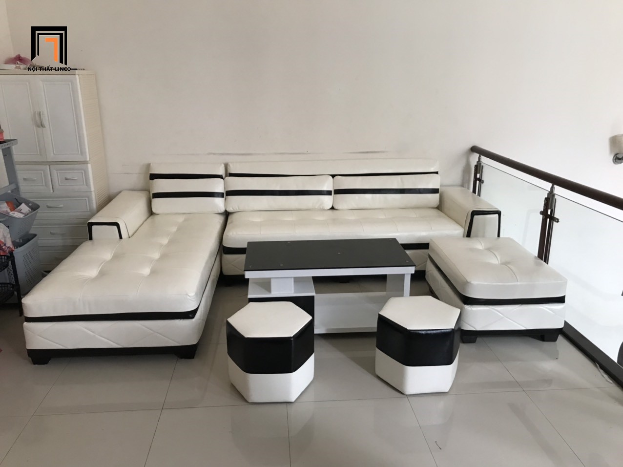 sofa góc da công nghiệp