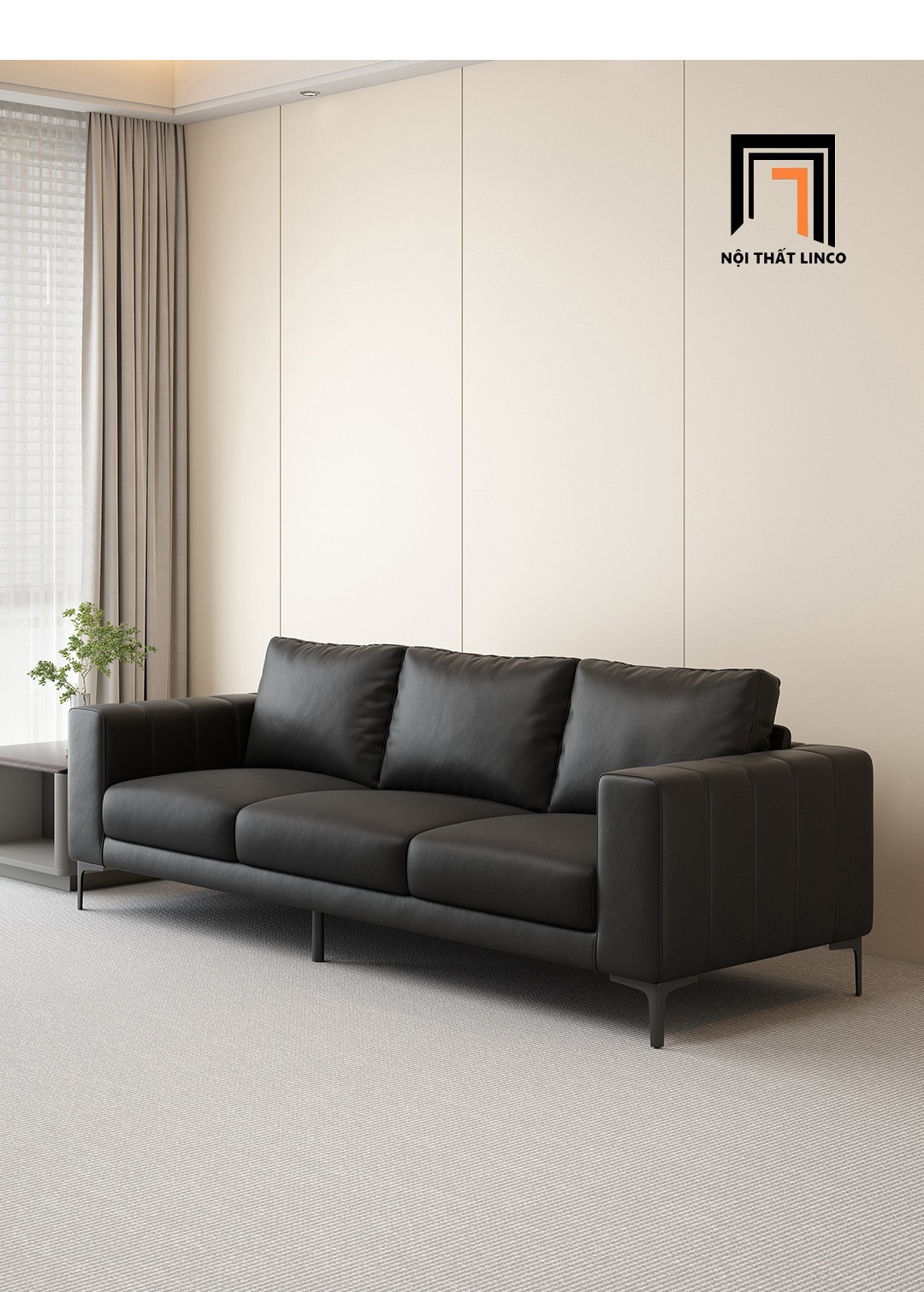 sofa da xám đen