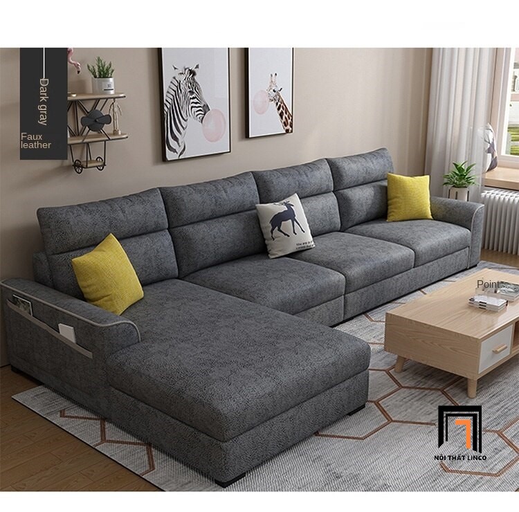 sofa góc xám đậm