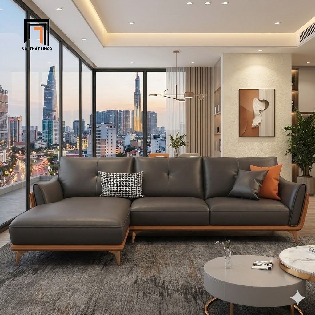 bộ ghế sofa góc da
