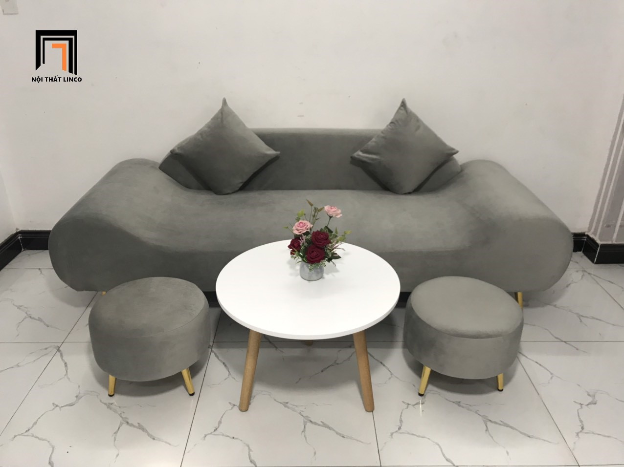 set ghế sofa xám trắng