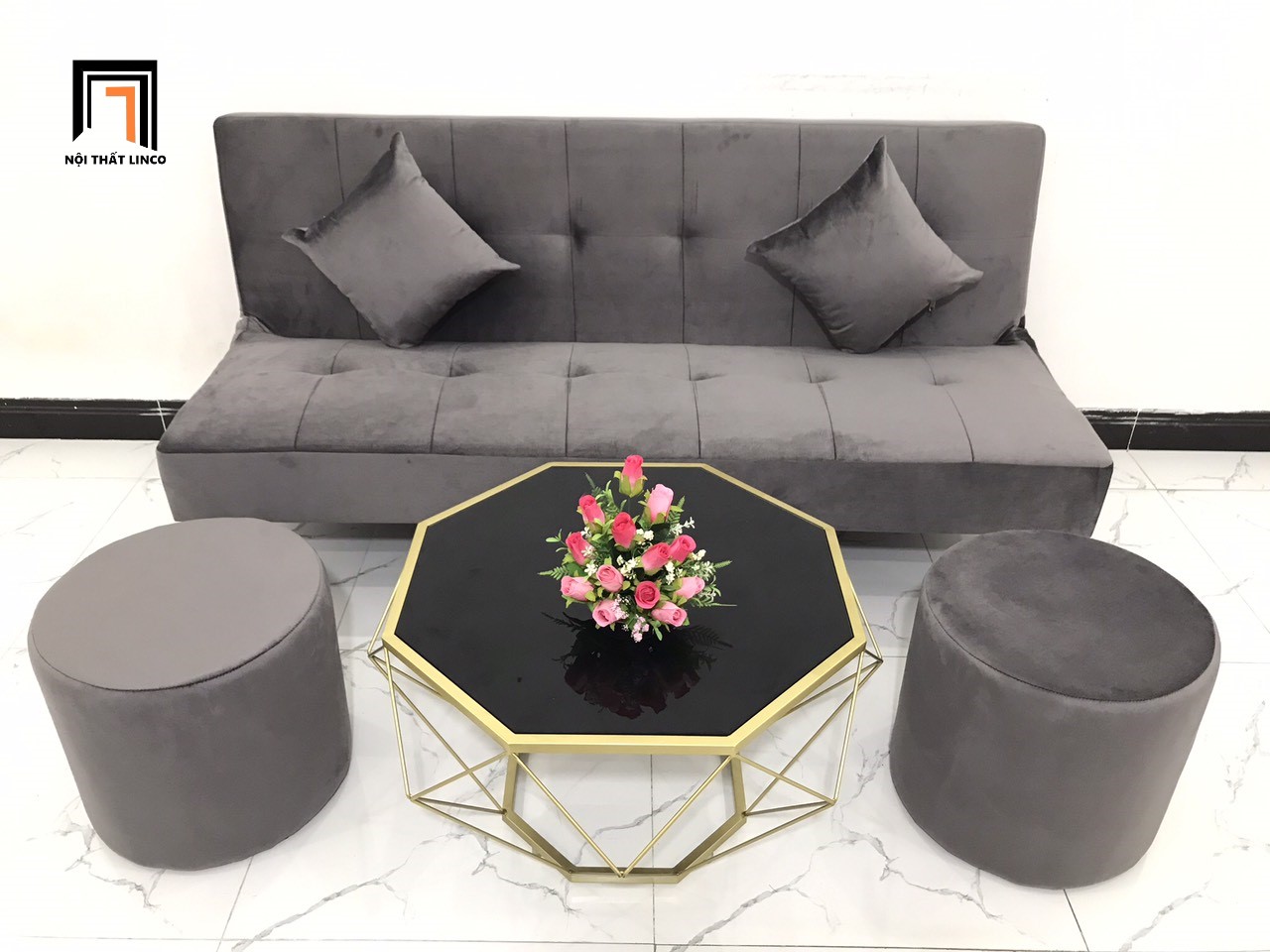 sofa giường xám đen
