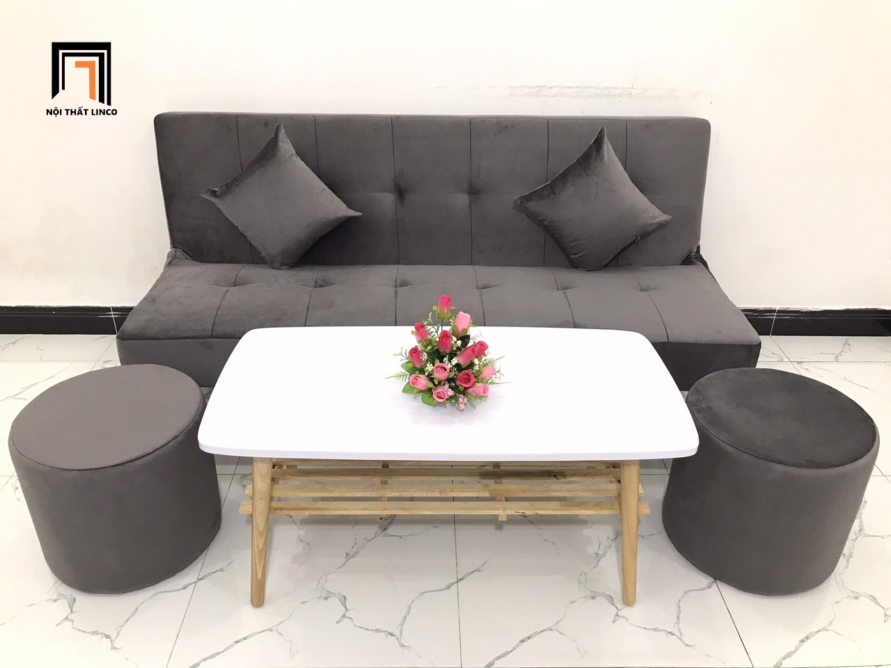sofa bed vải nhung