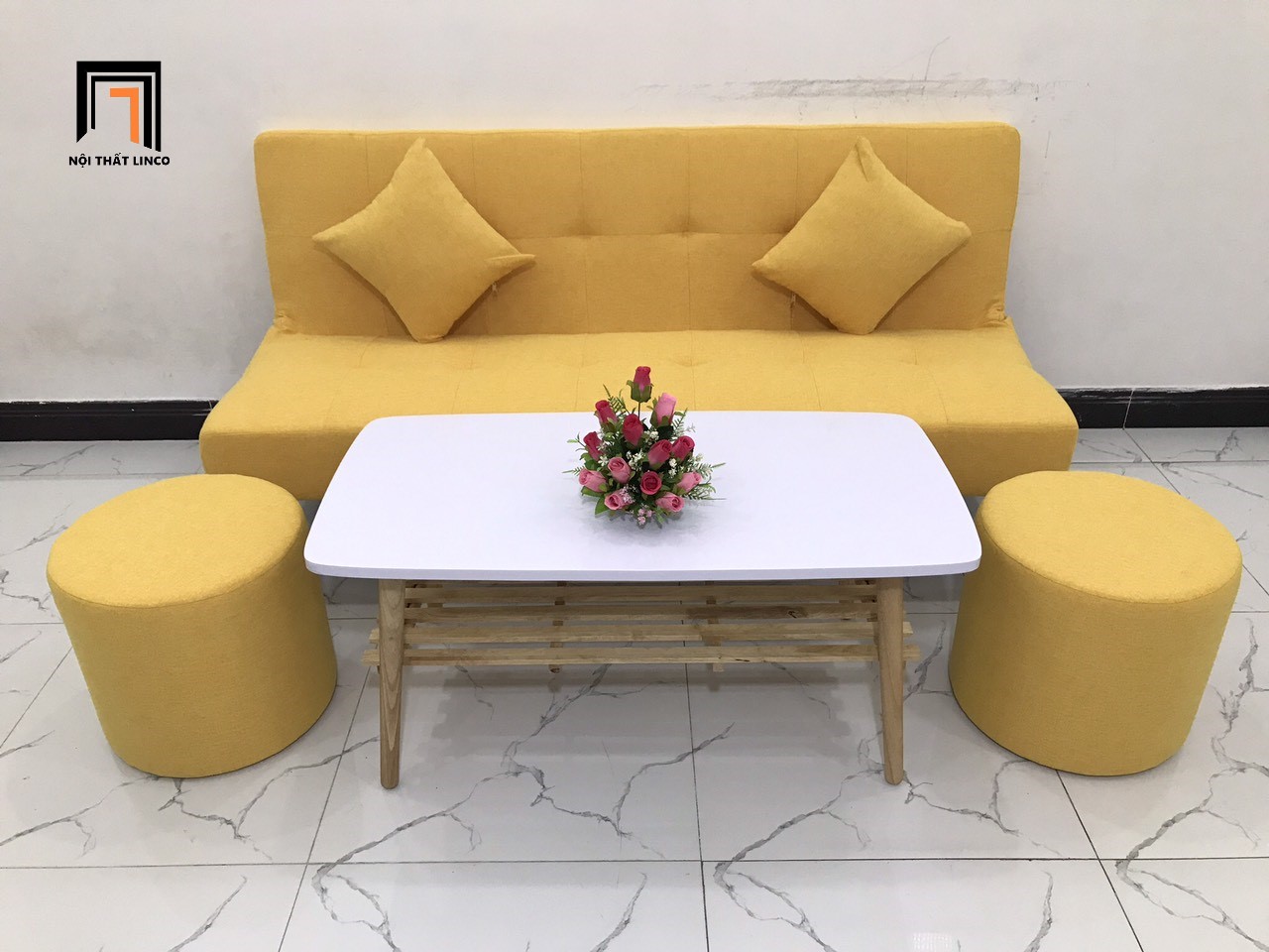 ghế sofa giường màu vàng