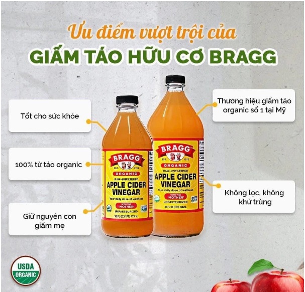 Giấm táo hữu cơ Bragg 473ml