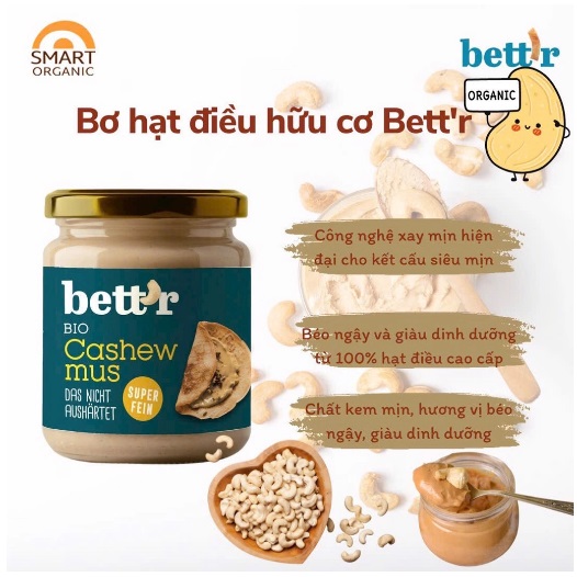 Bơ hạt điều hữu cơ 250gr - Bett'r