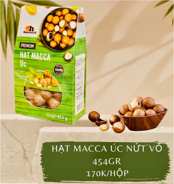 Hạt Macca Úc nứt vỏ 454gr - SmileNut