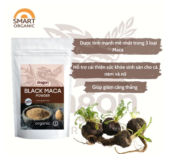 Bột nhân sâm Maca đen Peru hữu cơ 100gr - Dragon Superfood