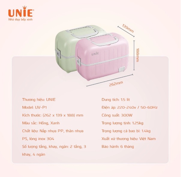 Hộp đựng cơm cắm điện văn phòng cao cấp UNIE UV-P1