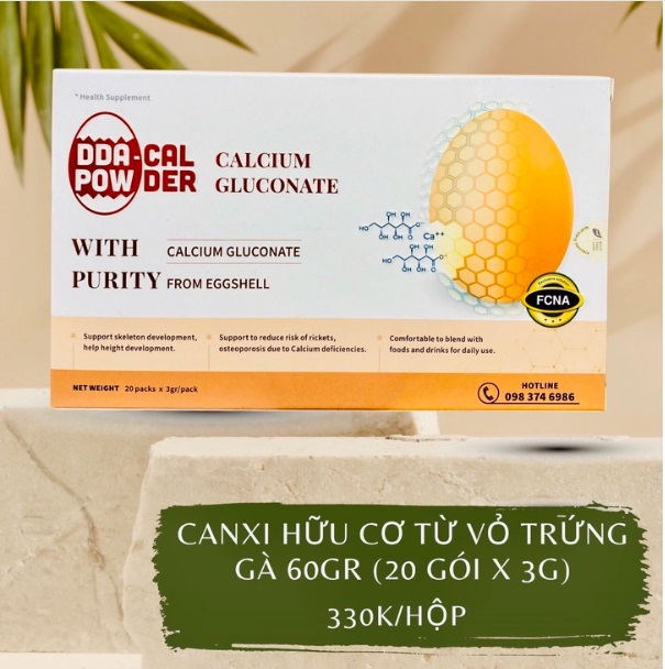Canxi Hữu Cơ Từ Vỏ Trứng Gà 60gr (20 gói x 3g)