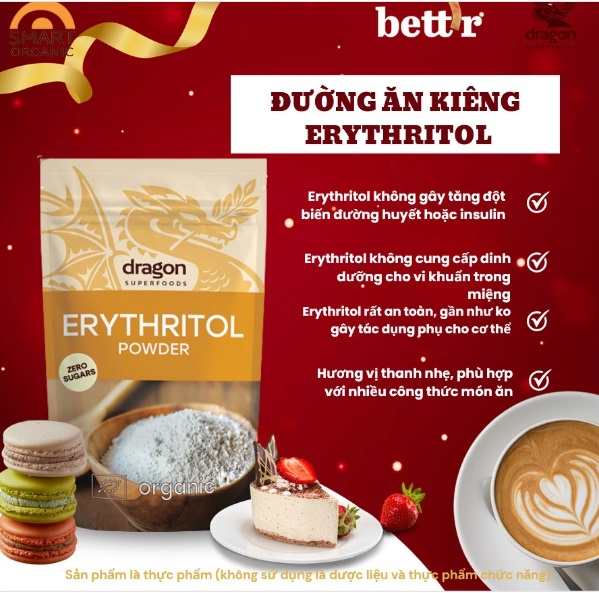 Đường ăn kiêng Erythritol (Zero Sugar) 250gr - Dragon Superfood