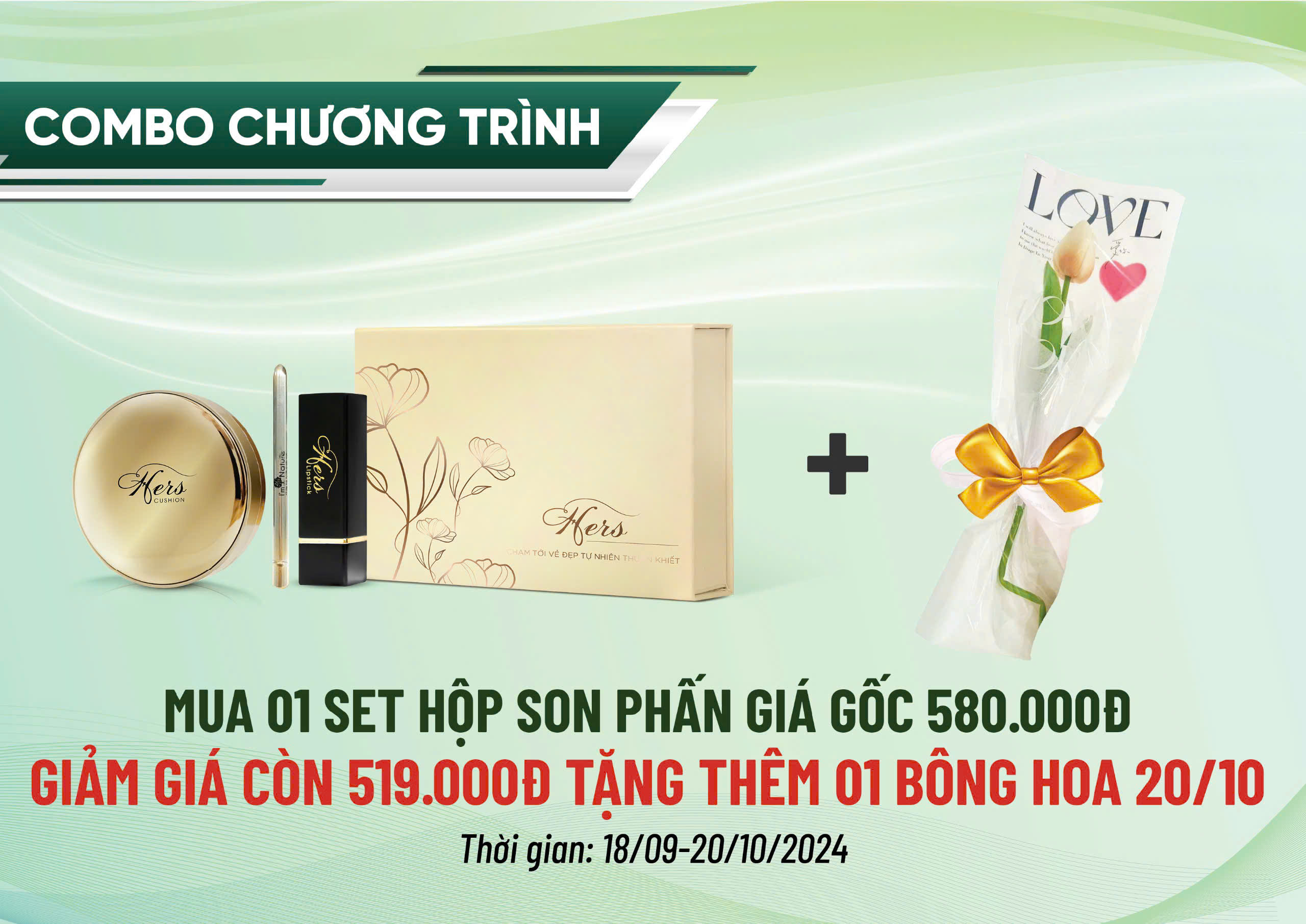 Combo 08- 1 Son Cam Đất +Phấn nước thảo dược 15ml - I'm Nature ( Tặng hộp, cọ , hoa , túi)