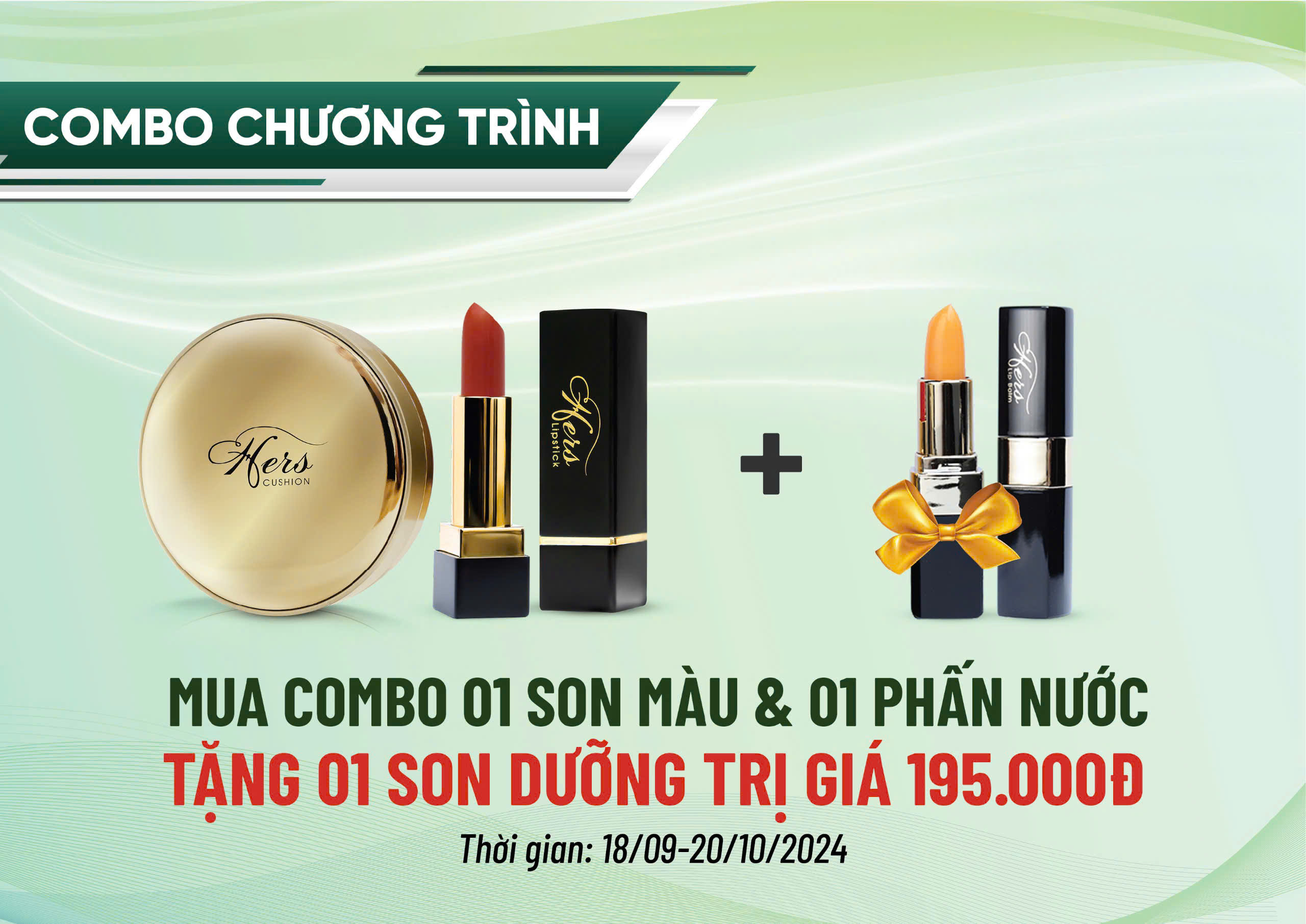 Combo 02- 1 Son Đỏ Cam +Phấn nước thảo dược 15ml - I'm Nature ( Tặng 1 thỏi son dưỡng 195k)