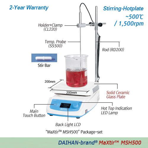 Máy khuấy từ gia nhiệt độ cao 500℃ MaXtirTM MSH500, Hãng: Daihan/Hàn Quốc