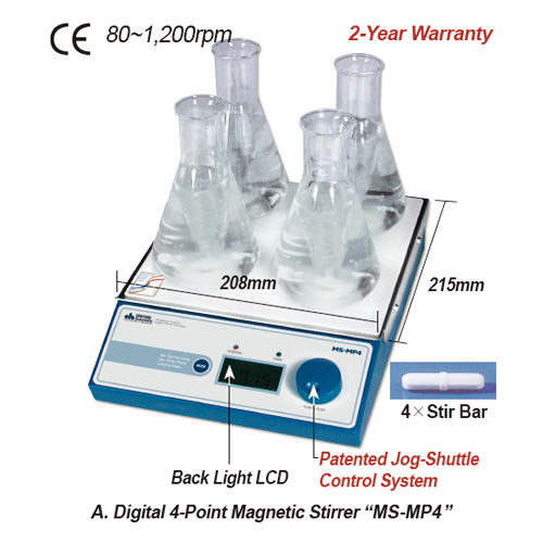 Máy khuấy từ 4 vị trí, Model: MS-MP4, Hãng: DAIHAN/Hàn Quốc