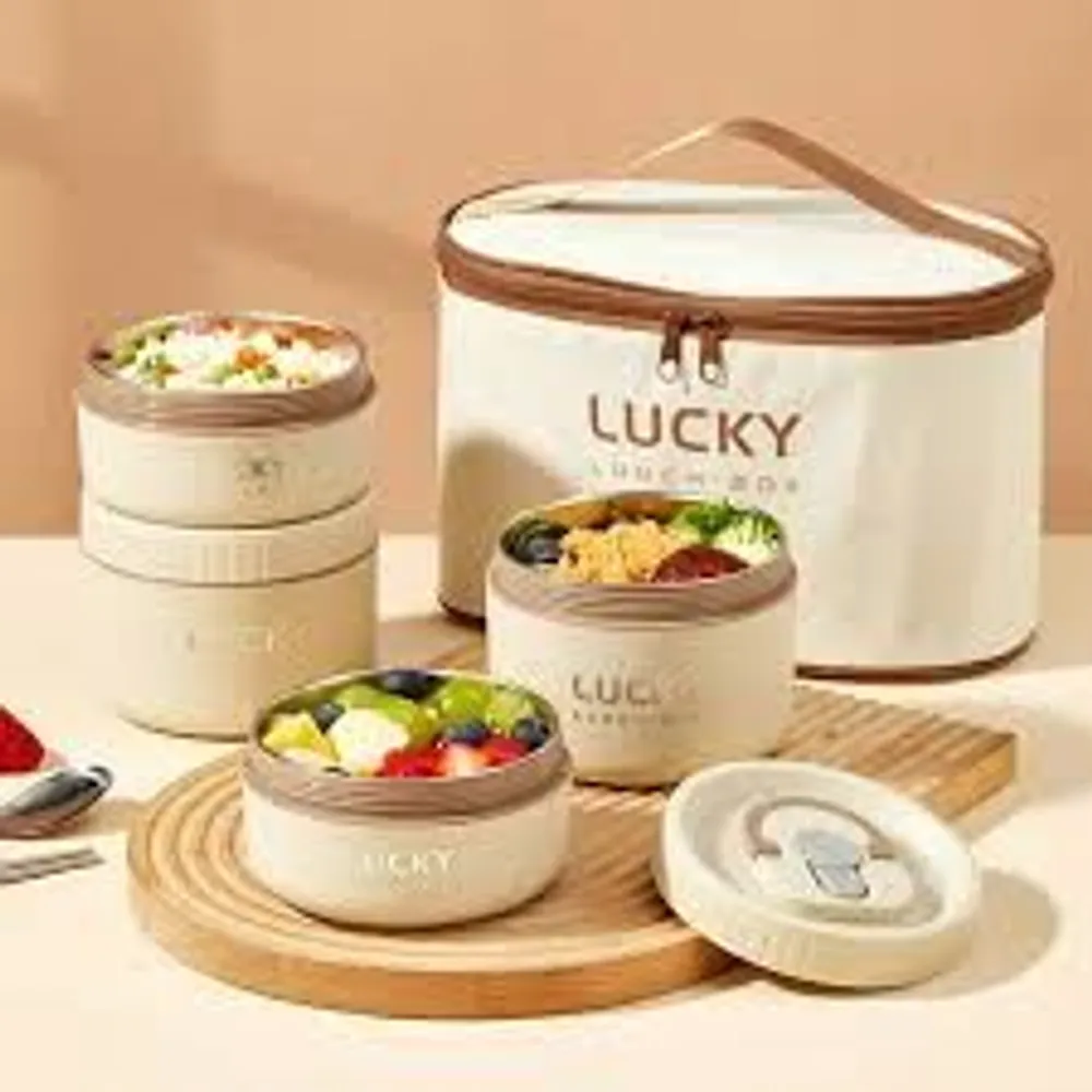 Hộp Cơm Giữ Nhiệt Lunch Box Hình Trụ Fantastic – Chất Liệu Inox 304 An Toàn – Tặng Kèm Túi Và Bộ Muỗng