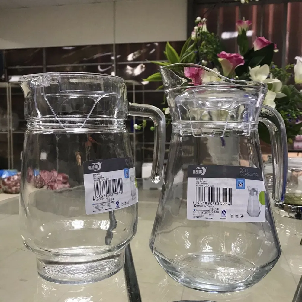 Bình ca thủy tinh rót nước dáng eo, tròn 1300ml