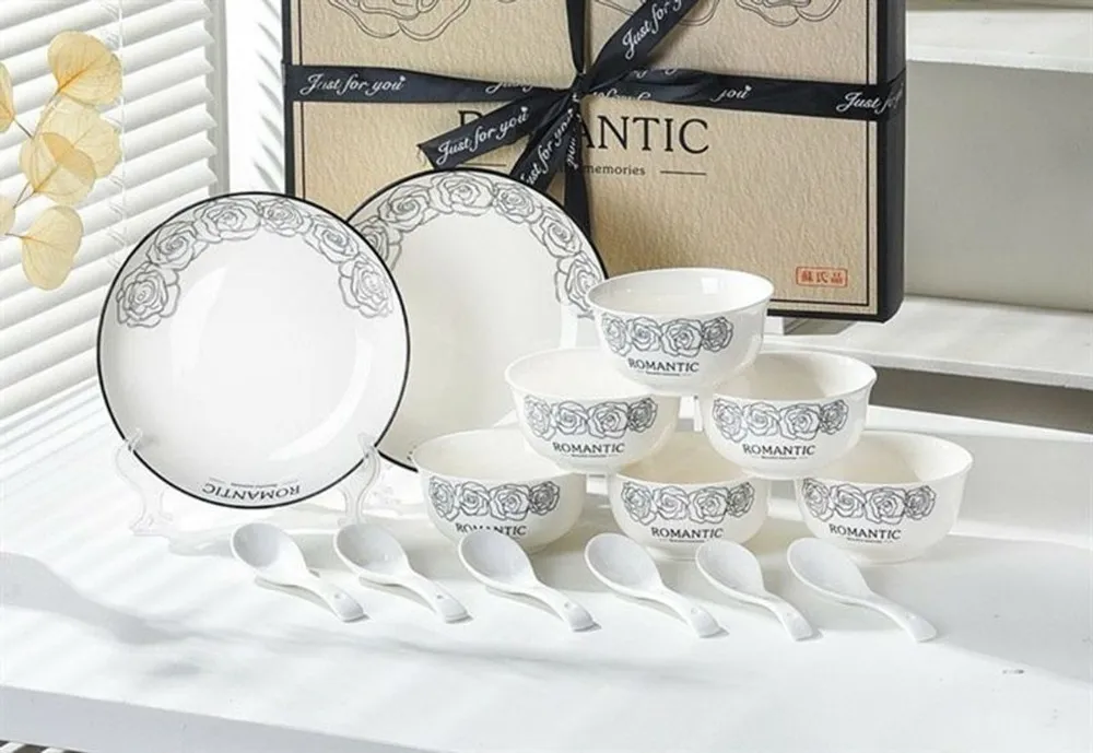 Bộ Bát 14 Món Hoa Hồng (THÙNG 16B