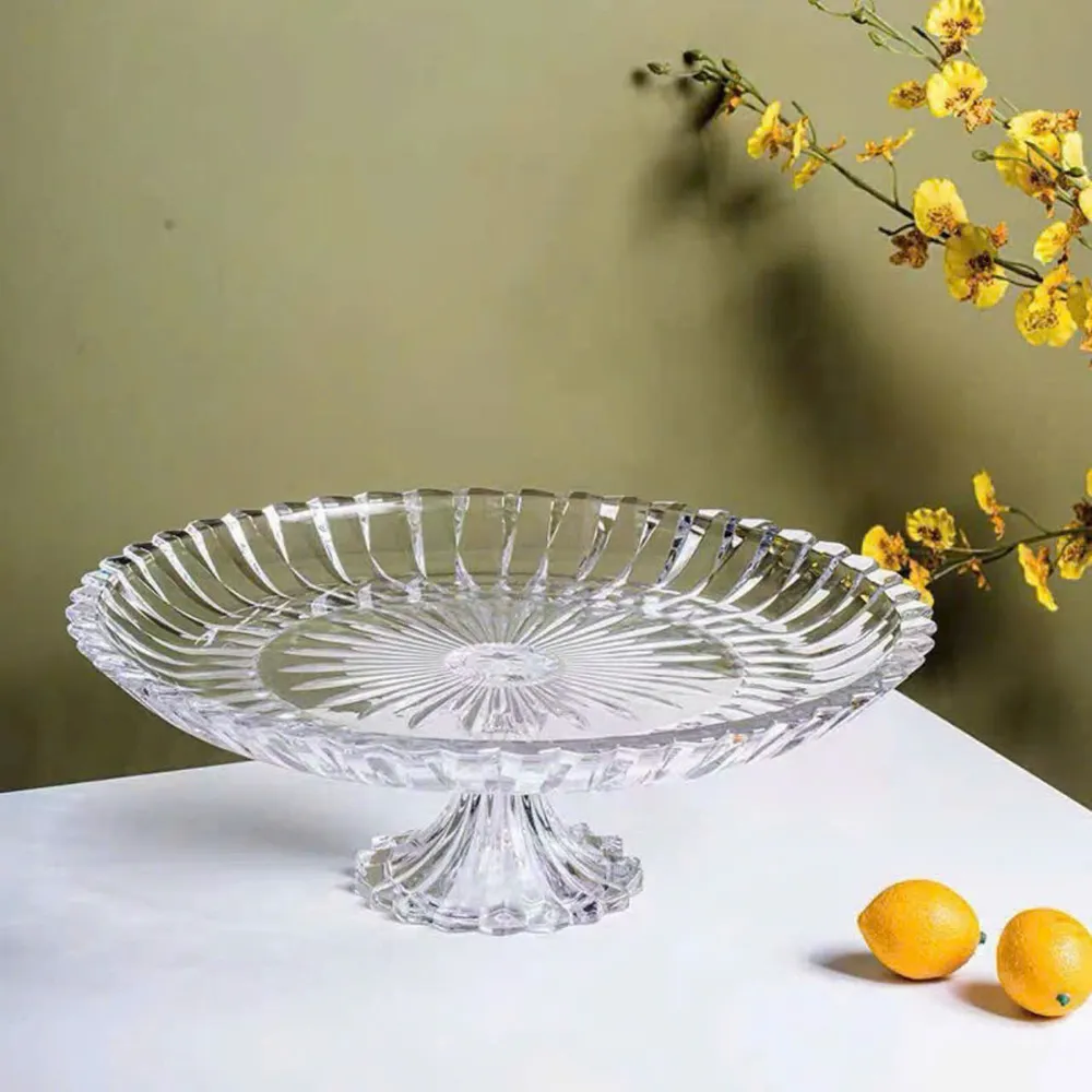 Đĩa trái cây thủy tinh cao cấp có chân đế