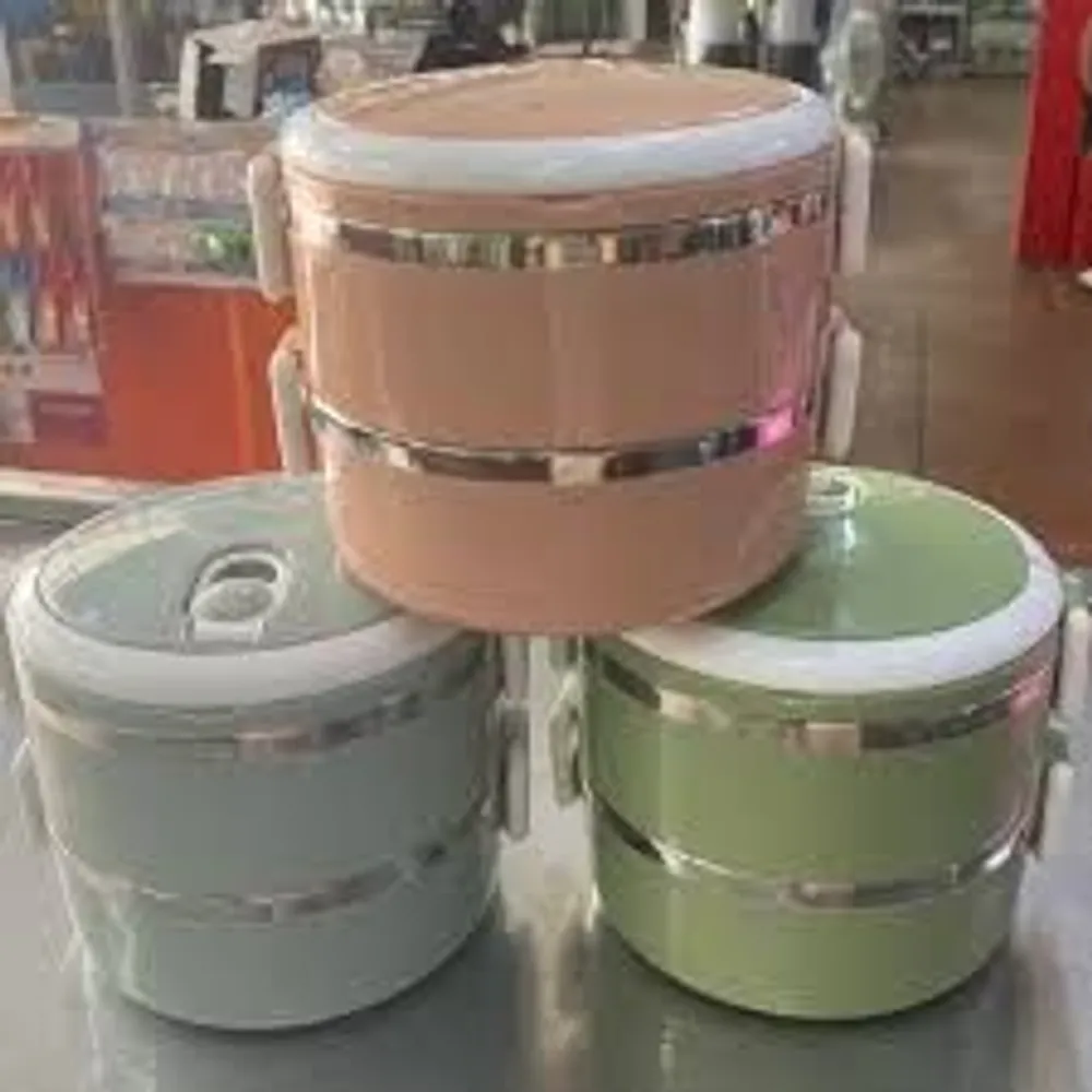 Hộp Cơm Giữ Nhiệt 2 Tầng Văn Phòng Lúa Mạch, Cặp Lồng Giữ Nhiệt, Cà Men Giữ Nhiệt Lõi Inox