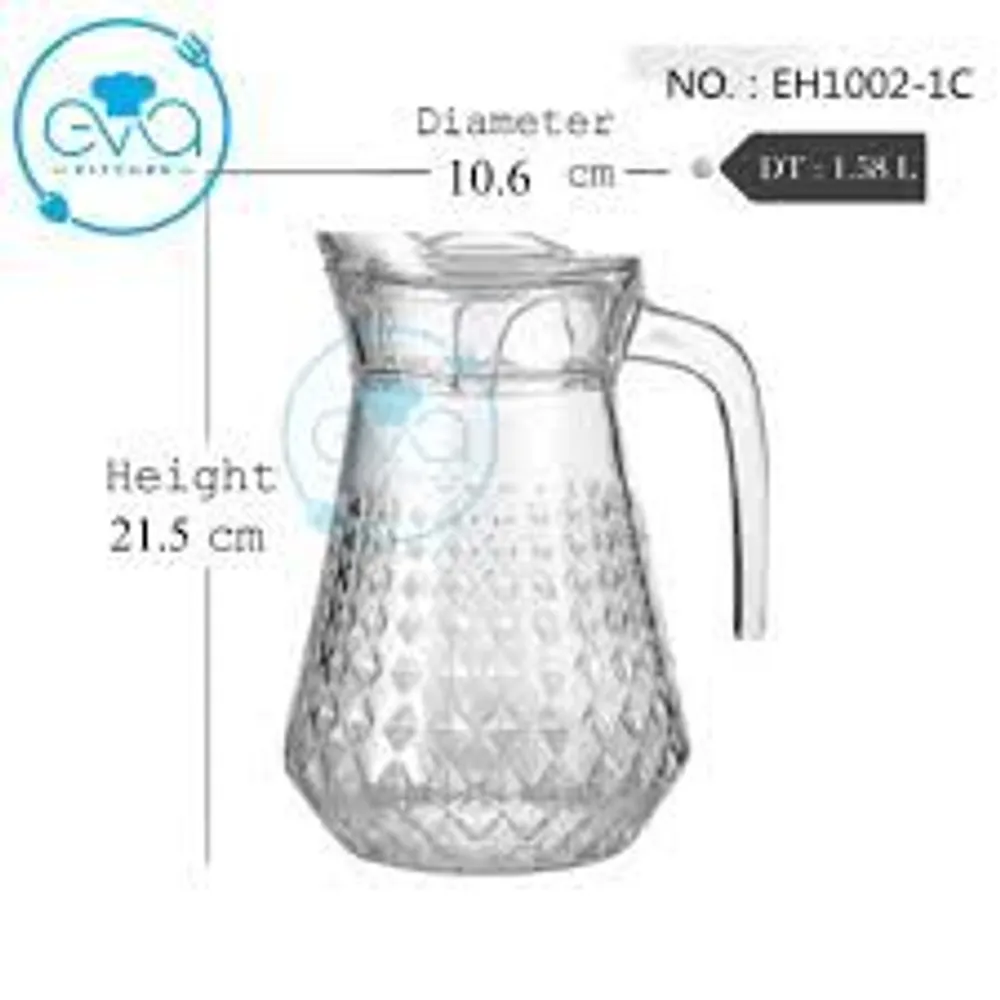 Bình đựng nước thủy tinh, ca nước DeLi cao cấp dung tích 1,7L