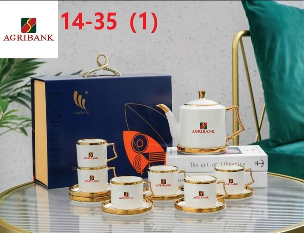 Bộ Ấm Chén Đĩa Kê Sóng Sứ Xanh 14-35 (THÙNG 10B)