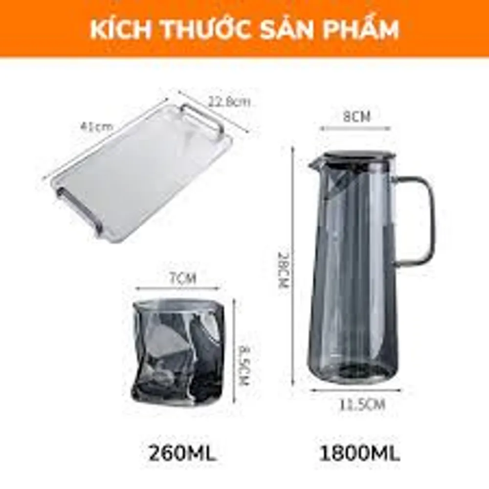 Bình nước thủy tinh chịu nhiệt Deli Glassware