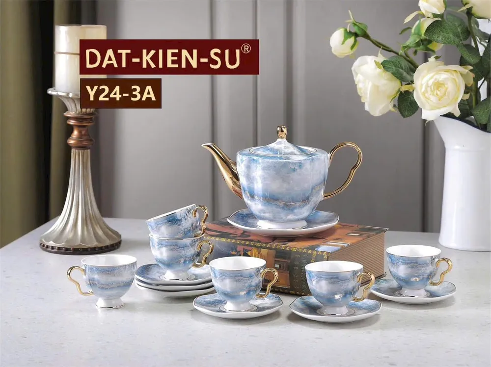 Bộ ấm chén ( bình trà ) màu xanh vân đá