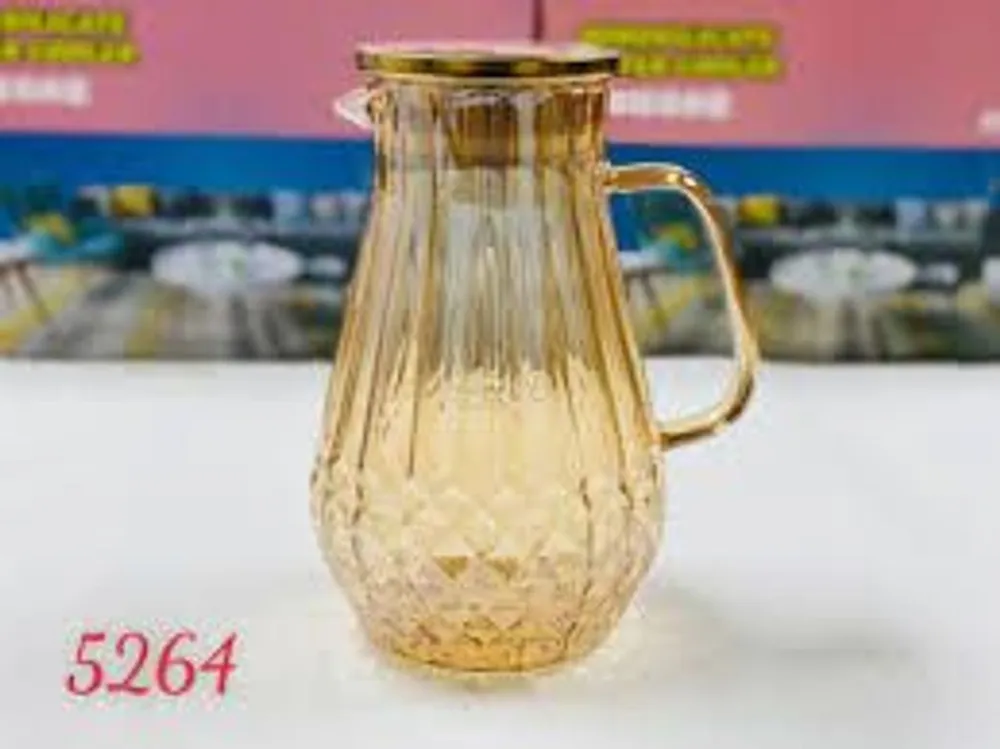 ộ 6 Cốc Thủy Tinh Kèm Bình Chịu Nhiệt Phong Cách Châu Âu Sang Trọng Màu Vàng/Xanh
