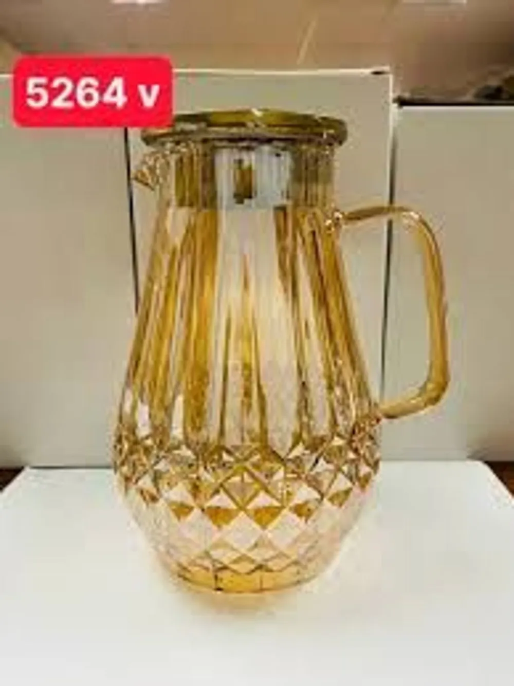 ộ 6 Cốc Thủy Tinh Kèm Bình Chịu Nhiệt Phong Cách Châu Âu Sang Trọng Màu Vàng/Xanh