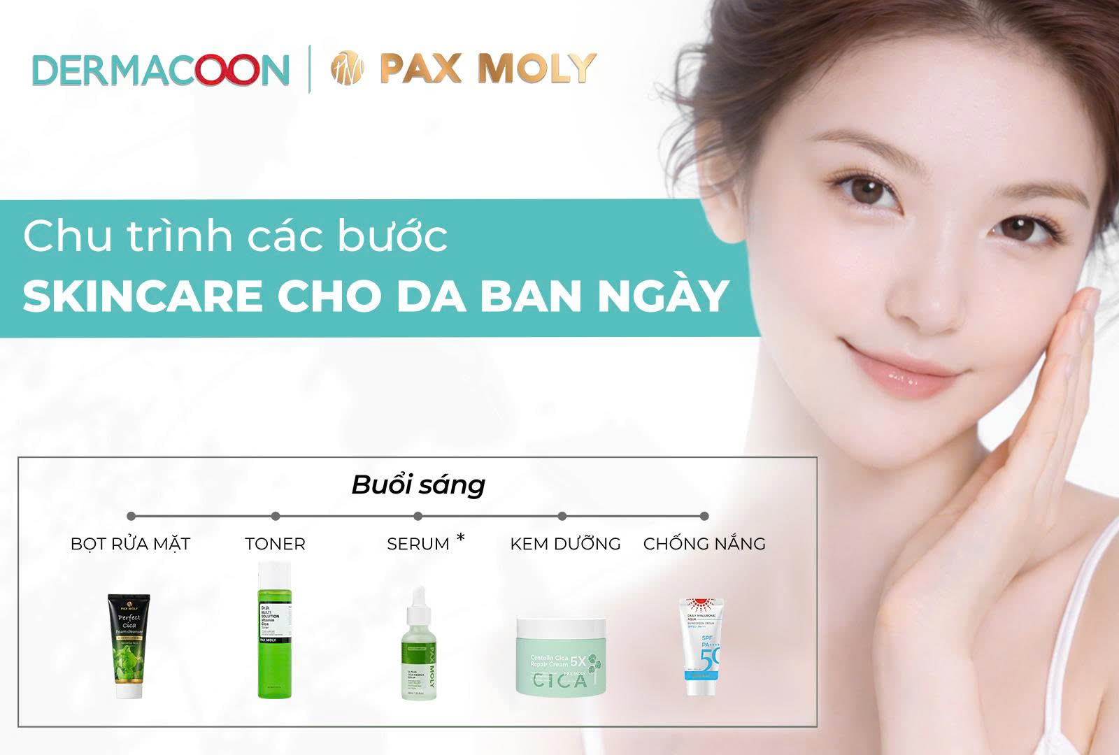 Chu trình các bước Skincare cho da ban ngày