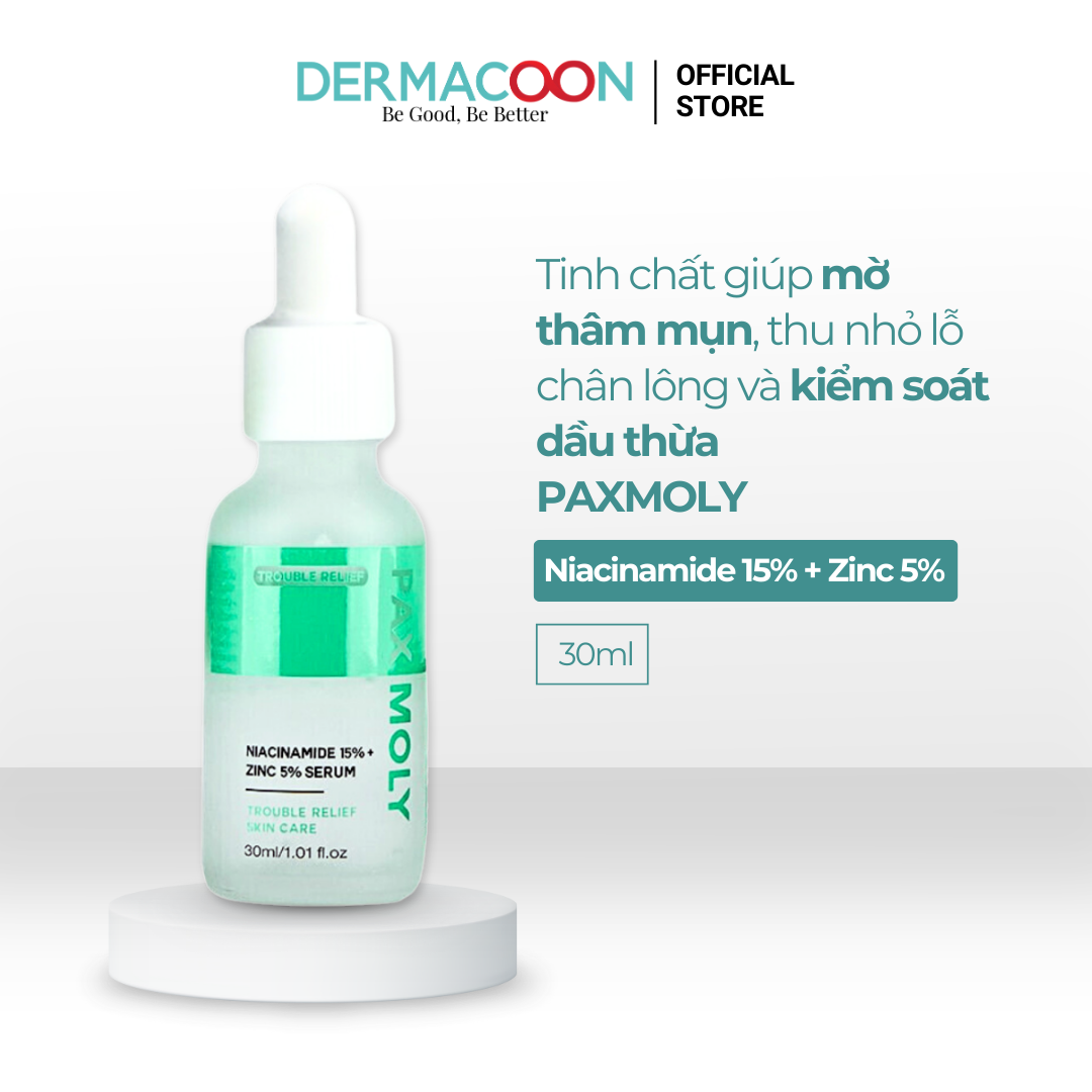 Tinh chất giúp kiểm soát dầu thừa và mờ thâm mụn PAX MOLY Niacinamide 15% + Zinc 5% Serum 30ml