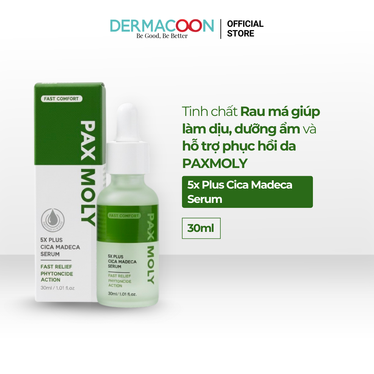PAXMOLY 5x Plus Cica Madeca Serum 30ml Tinh chất Rau má giúp làm dịu, dưỡng ẩm và hỗ trợ phục hồi da