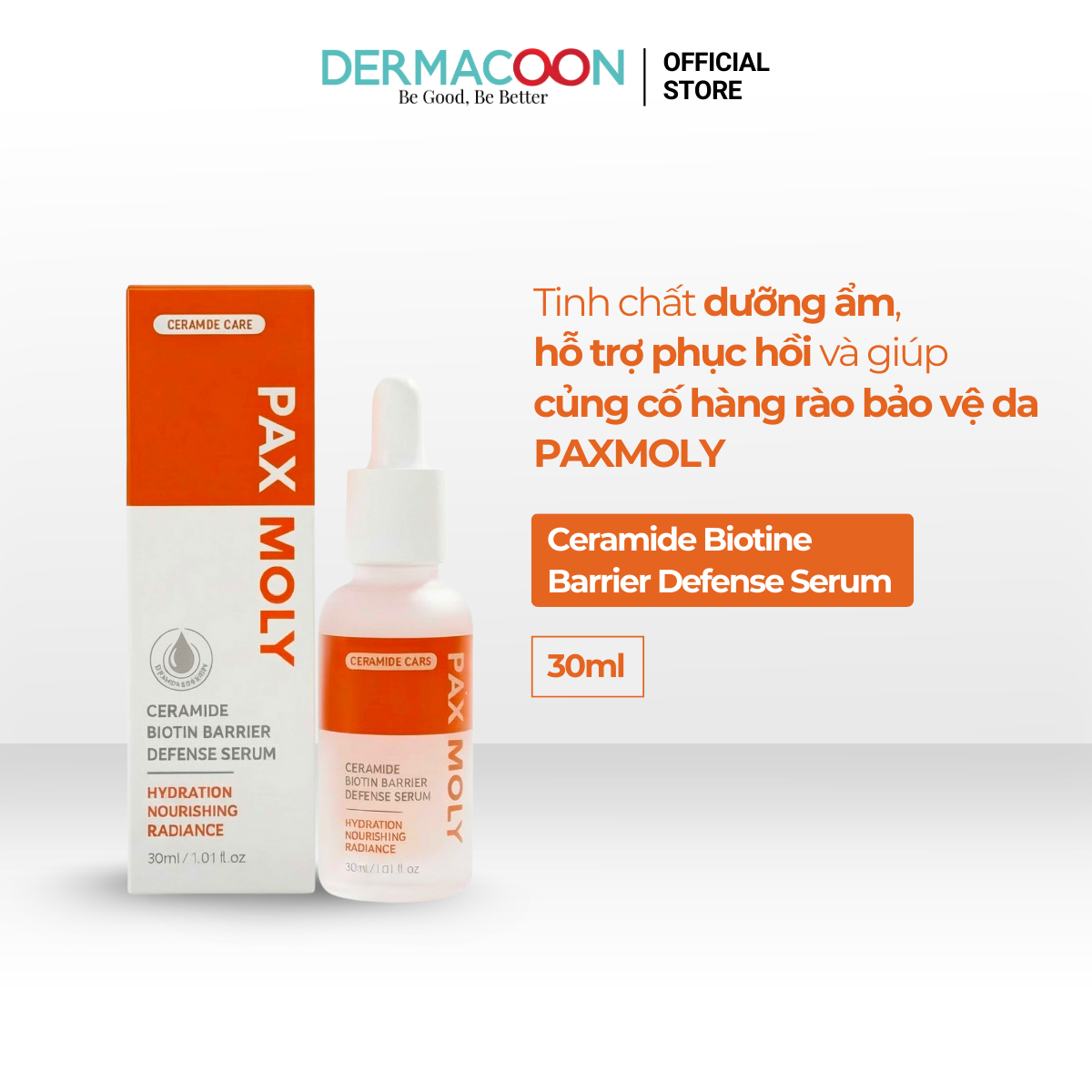 PAXMOLY Ceramide Biotin Barrier Defense Serum Tinh chất dưỡng ẩm, hỗ trợ phục hồi và giúp củng cố hàng rào bảo vệ da