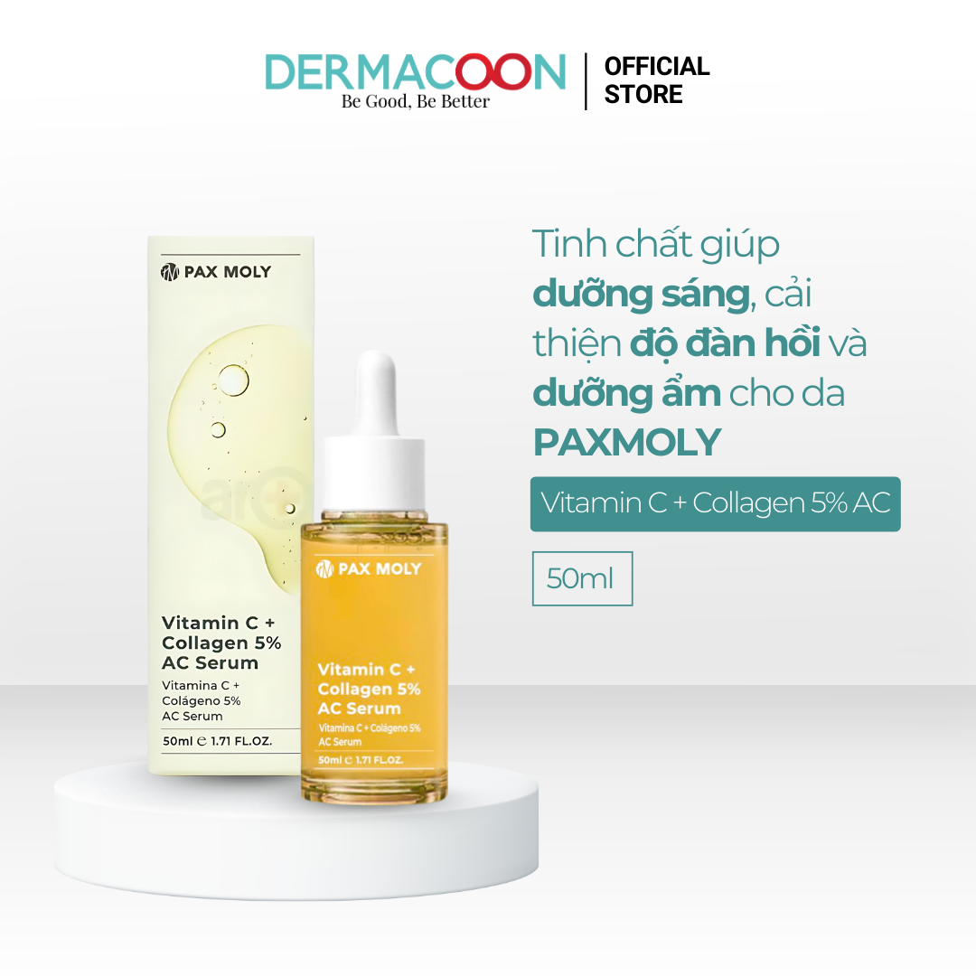 Tinh chất giúp dưỡng sáng và cải thiện độ đàn hồi da PAX MOLY Vitamin C + Collagen 5% AC Serum 50ml