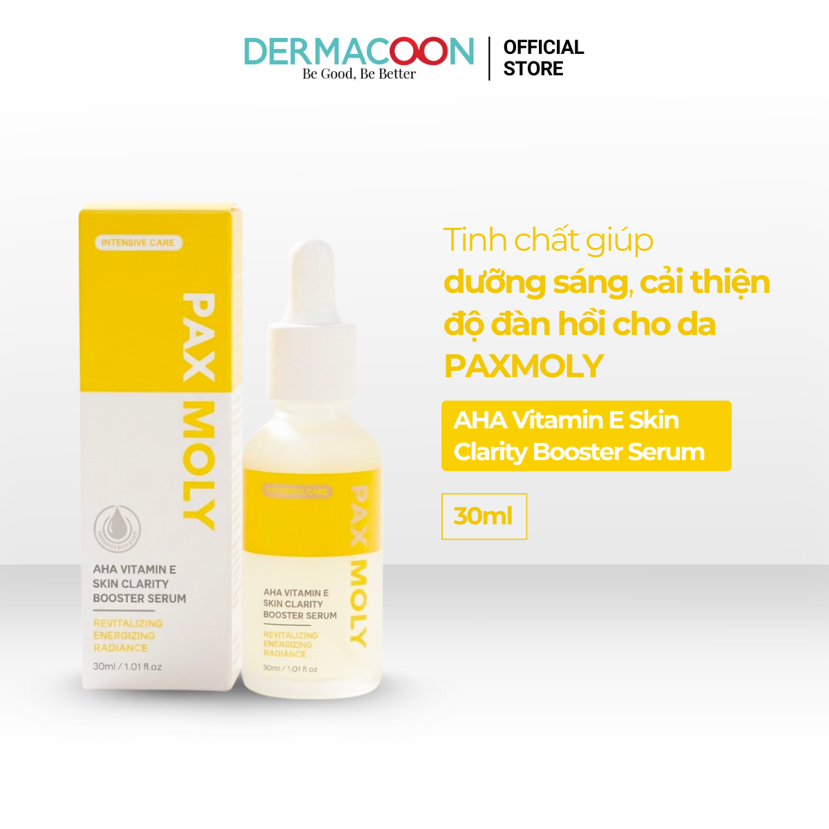 PAX MOLY AHA Vitamin E Skin Clarity Booster Serum Tinh chất giúp dưỡng sáng, cải thiện độ đàn hồi cho da