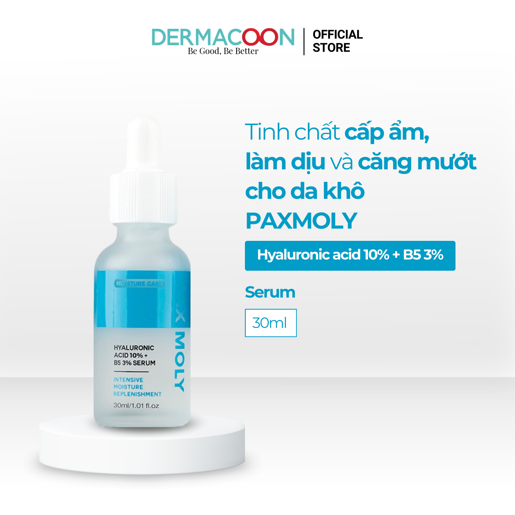 Tinh chất dưỡng ẩm và hỗ trợ khôi phục làn da PAX MOLY Hyaluronic Acid 10% + B5 3% Serum 30ml