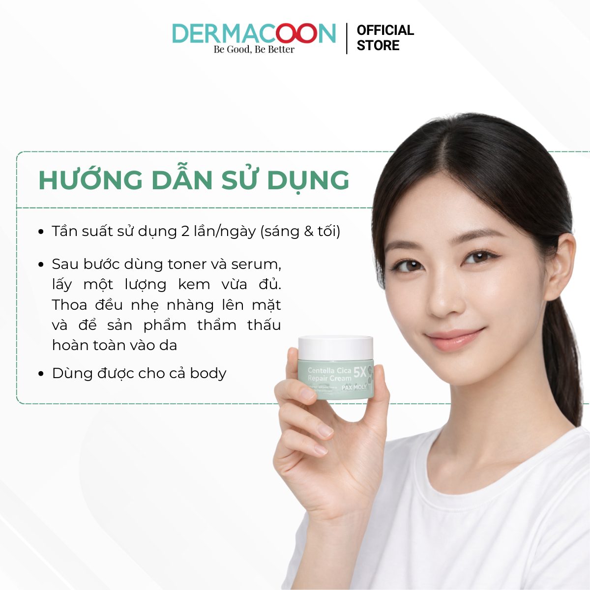 PAXMOLY Centella Cica 5X Repair Cream 100g Kem dưỡng Rau Má giúp cấp ẩm sâu, làm dịu và phục hồi cho da 100g