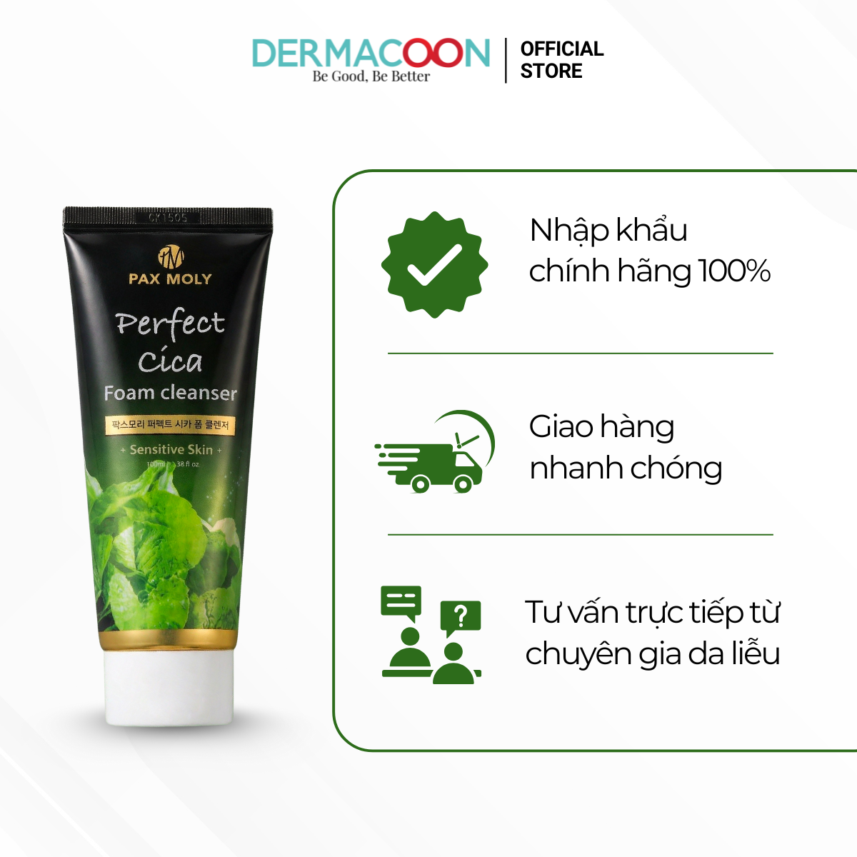 PAXMOLY Perfect Cica Foam Cleanser Sữa rửa mặt tạo bọt Rau má giúp làm sạch sâu và giảm bã nhờn