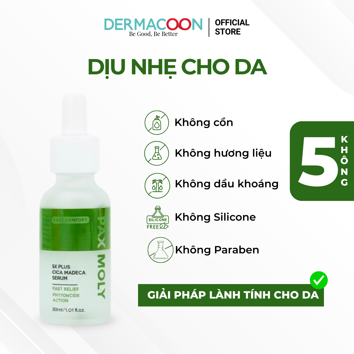 PAXMOLY 5x Plus Cica Madeca Serum 30ml Tinh chất Rau má giúp làm dịu, dưỡng ẩm và hỗ trợ phục hồi da