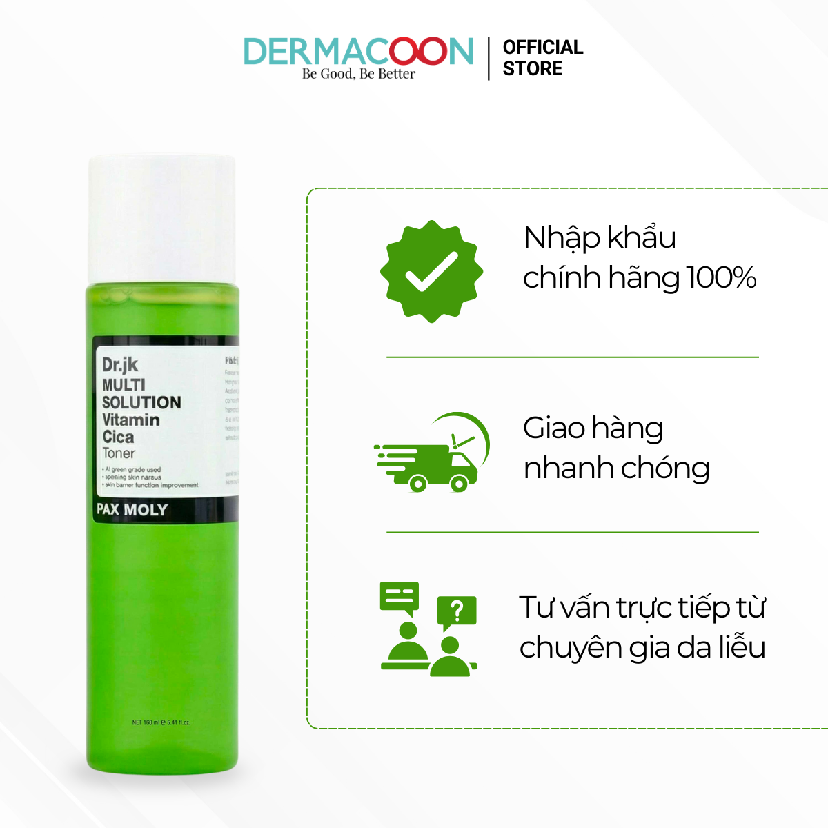 PAXMOLY Dr. JK MULTI Solution Vitamin Cica Toner Toner Rau Má giúp làm dịu và dưỡng ẩm cho da 160ml