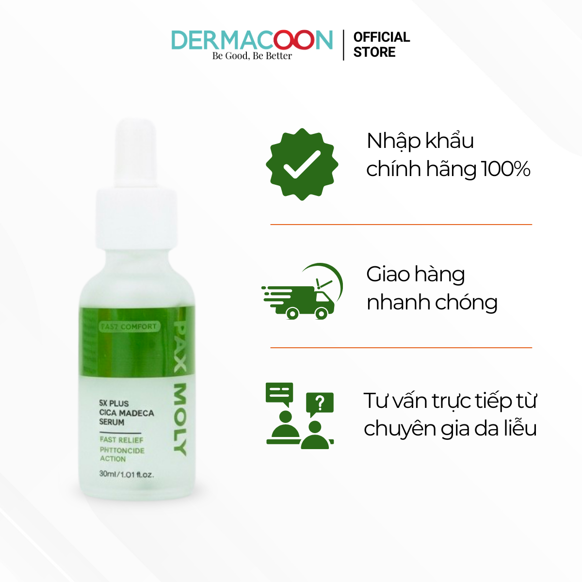 PAXMOLY 5x Plus Cica Madeca Serum 30ml Tinh chất Rau má giúp làm dịu, dưỡng ẩm và hỗ trợ phục hồi da
