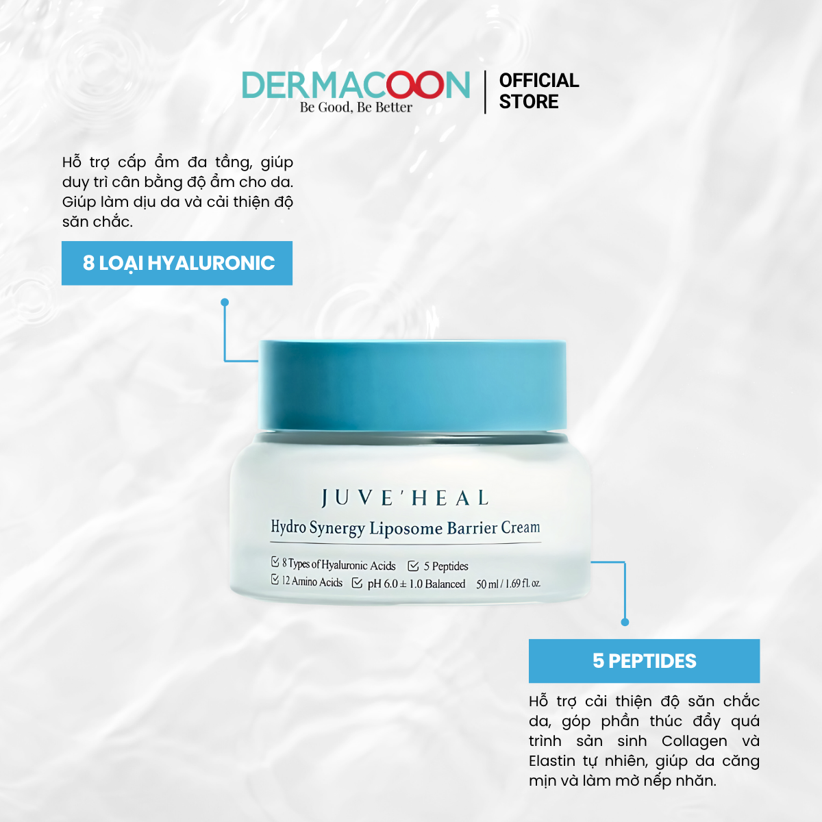 Kem dưỡng ẩm bổ sung dưỡng chất dành cho mọi loại da Juve’Heal Hydro Synergy Liposome Barrier Cream 50ml