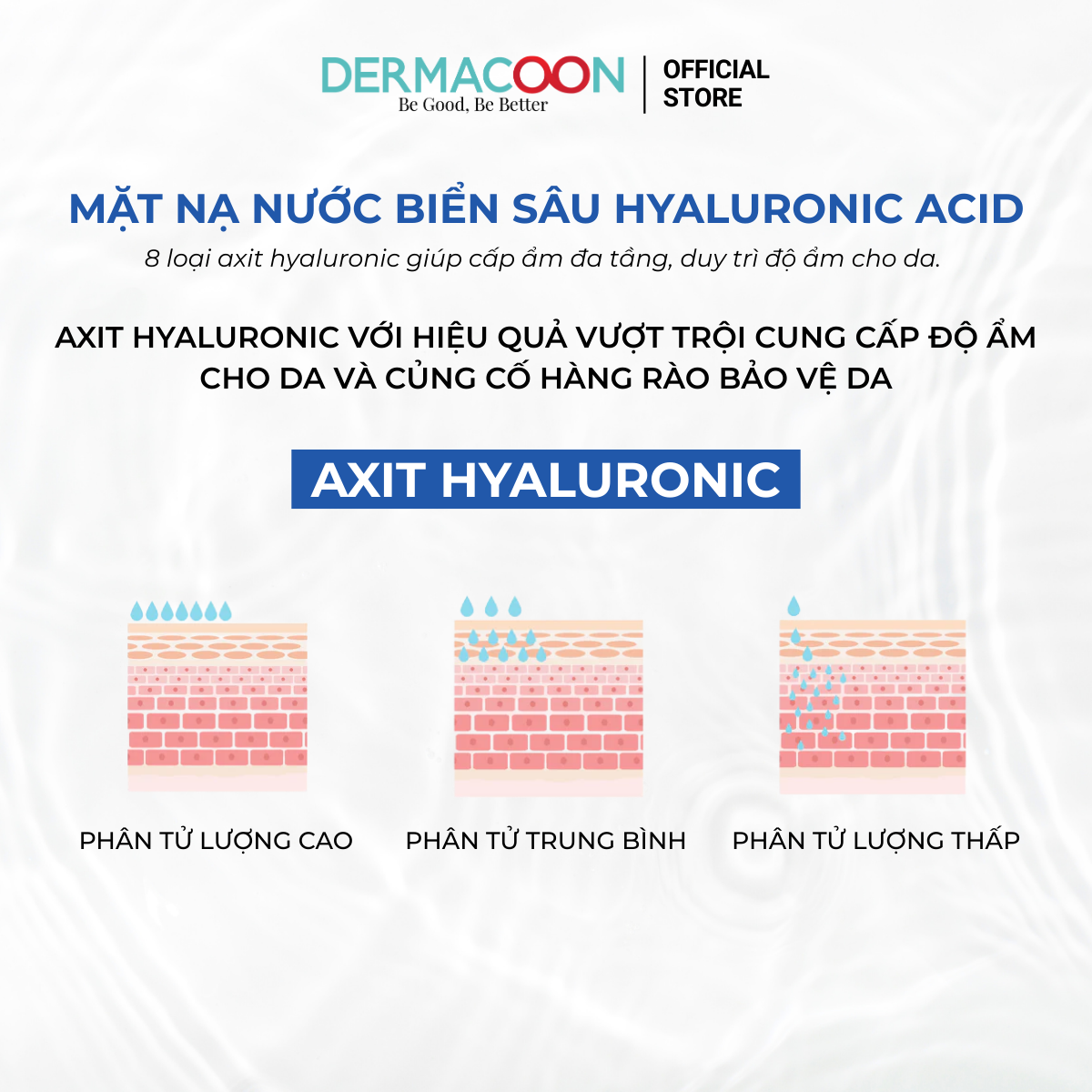 Mặt nạ dưỡng ẩm chuyên sâu giúp làm dịu kích ứng trên da khô PAX MOLY Hyaluronic Acid Deep Sea Water Mask Pack 5 Miếng