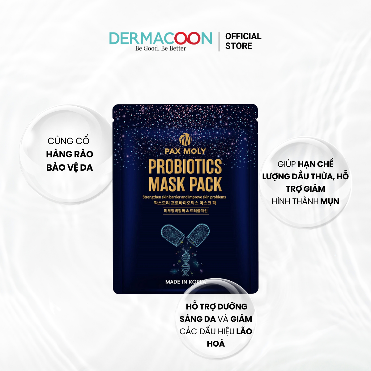 Bộ 5 mặt nạ giúp cấp ẩm, làm dịu cho da mụn Pax Moly (5 miếng x 25ml)